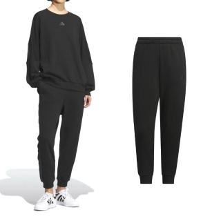 【adidas 愛迪達】Word Ft Pnt 女款 黑色 寬鬆 可調式彈性腰頭 棉 運動 長褲 JZ8453