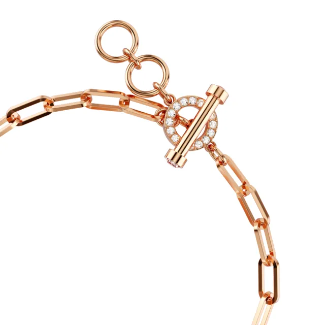 【SWAROVSKI 施華洛世奇】Teddy 手鏈 粉紅色 鍍玫瑰金色調