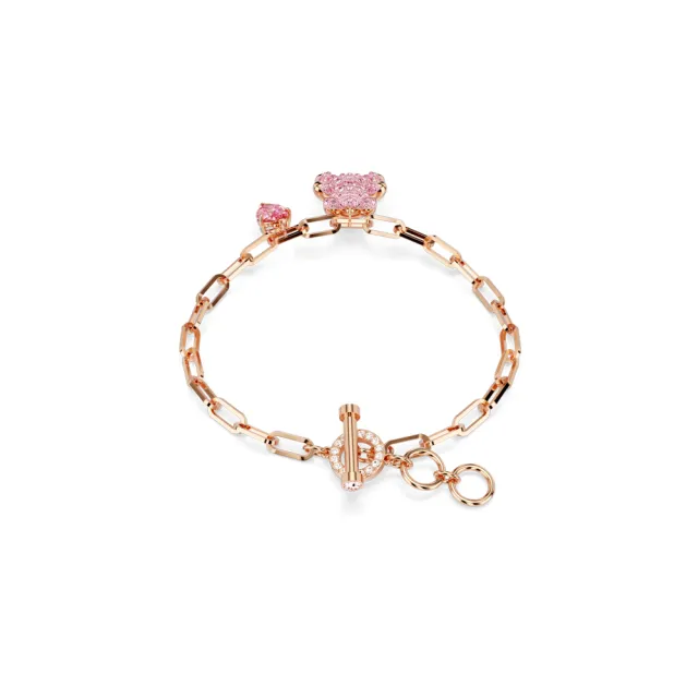 【SWAROVSKI 施華洛世奇】官方直營 Teddy 手鏈 粉紅色 鍍玫瑰金色調 | 5642978