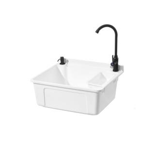【CJY】掛壁式水槽 51*44.5*24CM 家用陽臺衛生間(PP 加厚洗滌槽 帶收納層可移動洗手盆)
