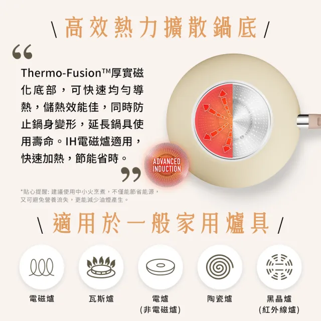 【Tefal 特福】Daisy系列28CM不沾鍋炒鍋+玻璃蓋(IH爐可用鍋/電磁爐適用)