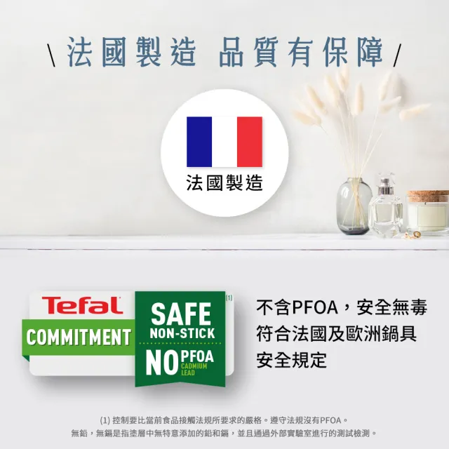 【Tefal 特福】法國製銀河系列28CM不沾鍋平底鍋+玻璃蓋