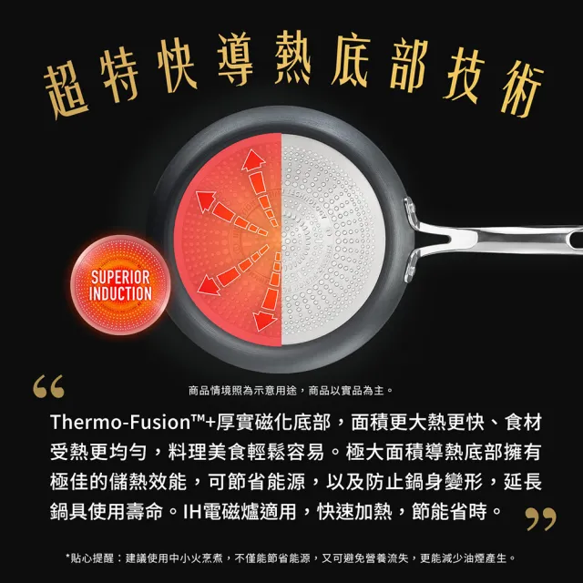 【Tefal 特福】法國製頂級御藏系列28CM不沾鍋平底鍋+玻璃蓋(電磁爐適用)