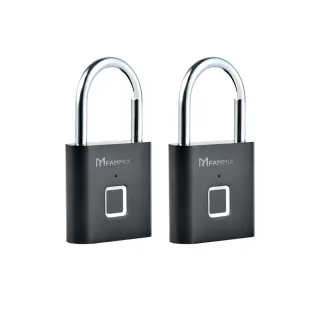 【FAMMIX菲米斯 2入組】智能防盜指紋密碼掛鎖/行李箱鎖SAFER-E2(IP56防水/10組指紋)