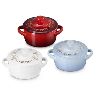 【Le Creuset】歡樂耶誕瓷器迷你圓烤盅 *不可入微波爐(雪花白/櫻桃紅/海岸藍 3色選1)