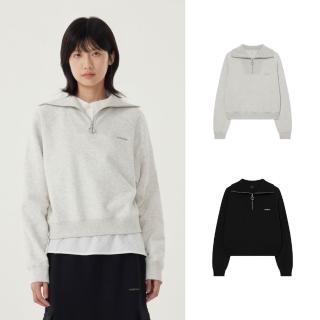 【COVERNAT】官方旗艦館 女款半拉鍊大學T(WMS大學T 翻領上衣 燕麥/黑色)