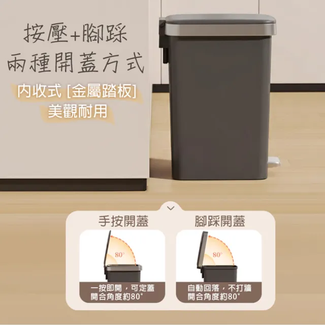 【isona】10L 不鏽鋼框 腳踏按壓式垃圾桶(垃圾筒 回收桶 分類垃圾桶)
