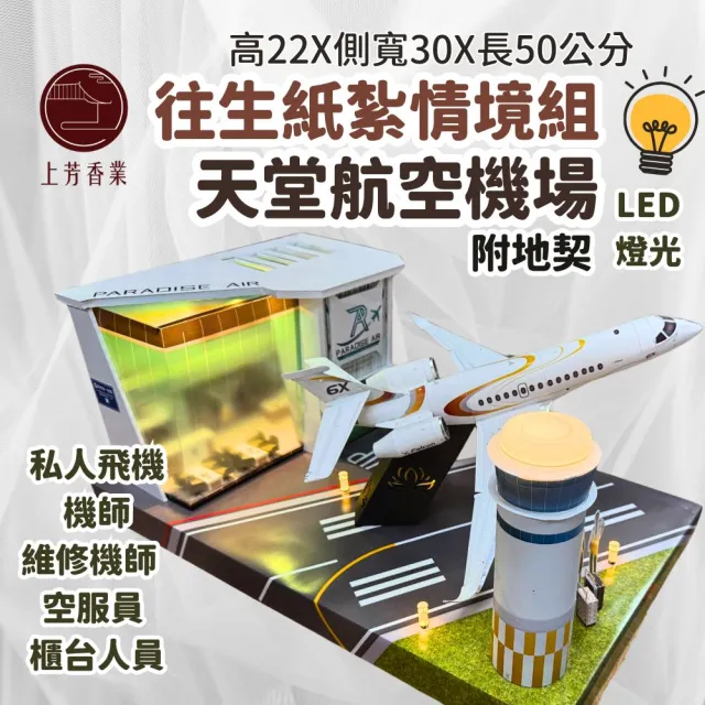 【上芳香業】往生紙紮 紙紮飛機 天堂航空 空服員 機師 立體飛機(附地契 私人飛機 紙紮塔台)