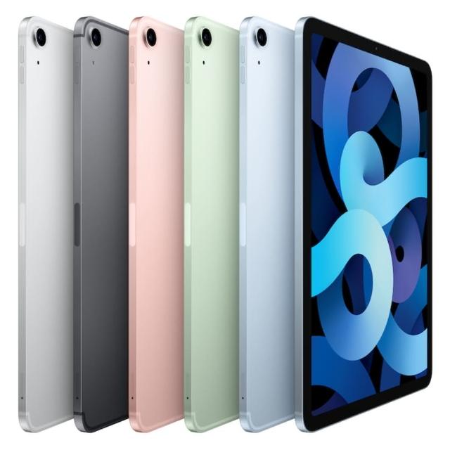  Apple iPad Air 4 搭載強大 A14 Bionic 晶片，11 吋 Liquid Retina IPS 螢幕解析度達 2360 x 1640 畫素，264 ppi，提供細膩視覺體驗。支援 WiFi 與藍芽 5.0，前置 700 萬畫素相機、後置 1200 萬畫素相機，4GB RAM 搭配 64GB 內建儲存，輕薄設計僅 458g 重量、6.1mm 厚度。iOS 作業系統，GPS 感應器，適合娛樂工作多功能應用。顏色選擇：太空灰色、銀色、玫瑰金色、天藍色、綠色。NCC 認證 CCAI20LP2260T1，BSMI R33057。 