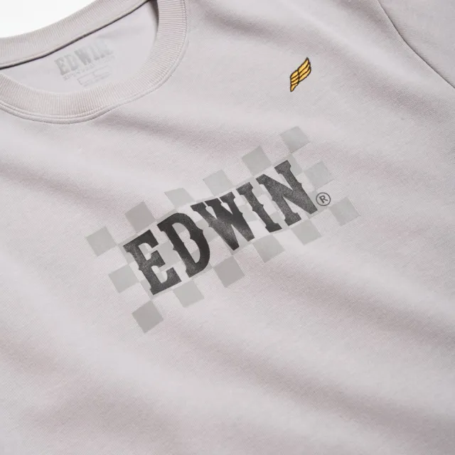 【EDWIN】男裝 吸濕排汗賽車旗短袖T恤(灰色)