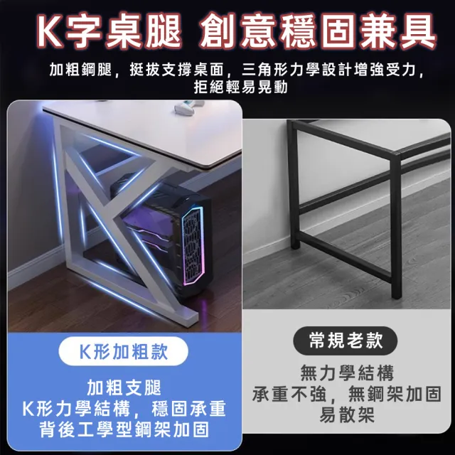 【UVLED 鈺創合成】巨穩K型戰艦電競桌 120*60贈主機托盤(電腦桌/工作桌/辦公桌/書桌/桌子/寫字桌)