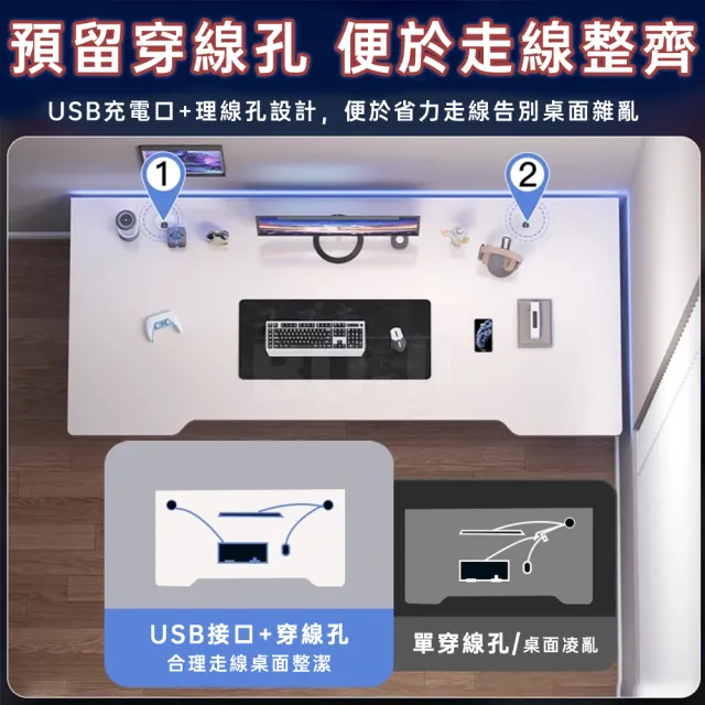 【UVLED 鈺創合成】巨穩K型戰艦電競桌 120*60贈主機托盤+增高架(電腦桌/工作桌/辦公桌/書桌/桌子)