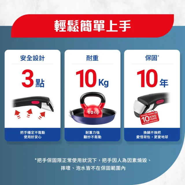 【Tefal 特福】法國製巧變精靈系列可拆式不沾鍋4鍋6件組-太空黑(IH爐可用鍋/電磁爐適用)