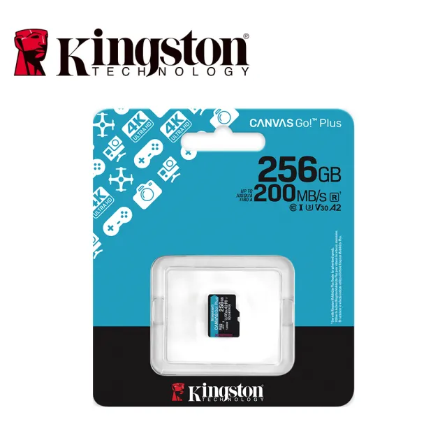 【Kingston 金士頓】Canvas Go!Plus microSD 256GB/200MB/s 記憶卡(SDCG4/256GB)