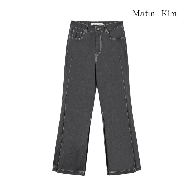 【MATIN KIM】官方旗艦 側壓褶細節牛仔褲(炭灰)
