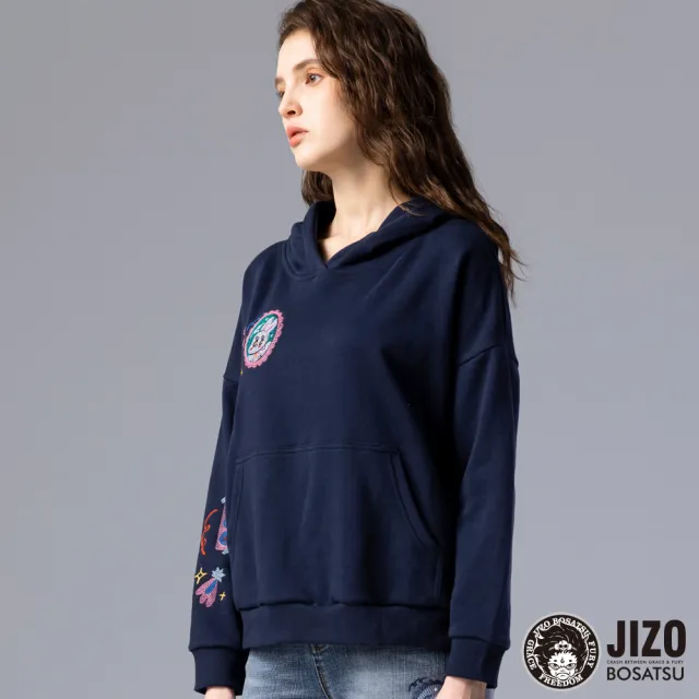 【BLUE WAY】女裝 金魚姬拼貼相框貼布繡厚帽T 長袖 上衣-地藏小王