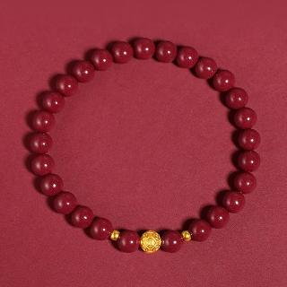 【桃花源創意工坊】金色銅錢紫金砂男女款時尚硃砂手鍊(手鍊)