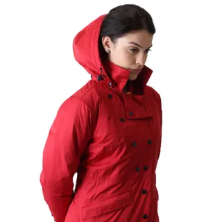 【Vital Silver 銀盾】女軍裝風防風防水保暖外套PRIMALOFT(連帽可拆/輕量透氣/雪衣/風衣)