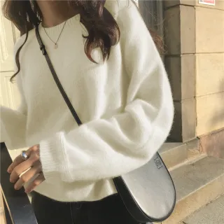 【AS 梨卡】女裝 針織上衣 柔軟~綿羊絨 長袖 毛衣 慵懶風 針織衫 韓版上衣 毛線衣DR1449(針織衫 毛衣)