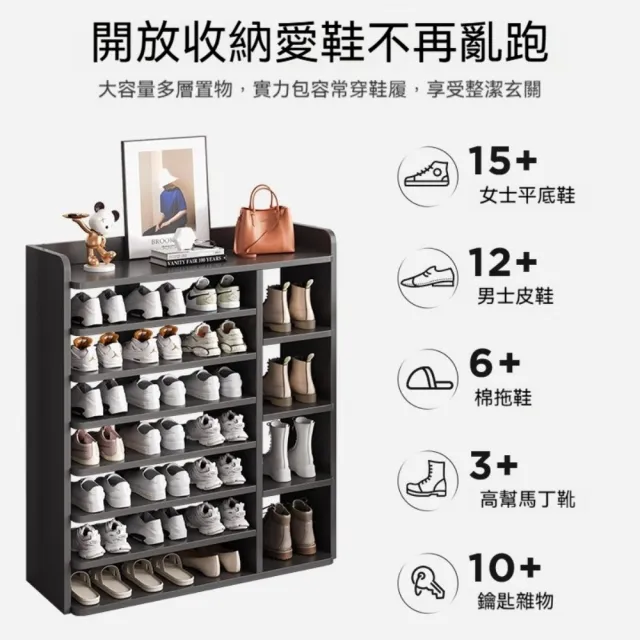 【銘利萊】簡易鞋架 家用多層鞋架 收納神器鞋櫃 省空間鞋櫃 分隔層板鞋櫃(古檀木 8層62長)