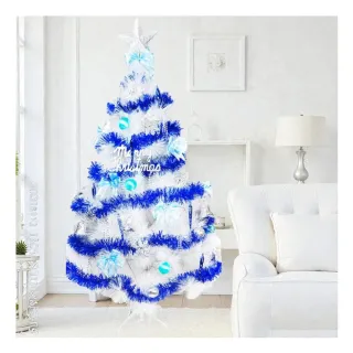 【摩達客】台灣製15尺450cm 特級白色松針葉聖誕樹(含藍銀色系/含100燈LED燈9串/附控制器跳機/本島免運)