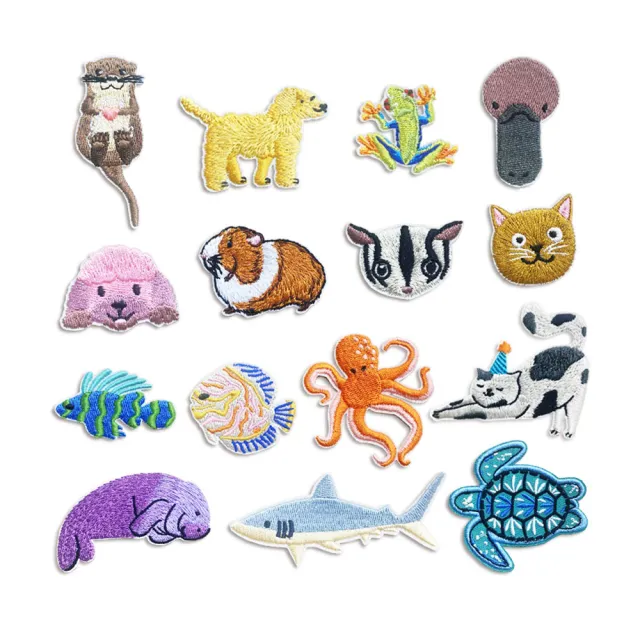 【QOQ】生物貼布 刺繡貼布/可愛卡通生物圖樣刺繡貼布 DIY材料 衣物補丁 熱熔膠款(15款任選)