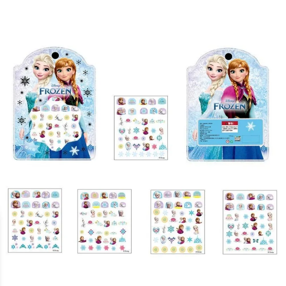 【森田小倉】冰雪奇緣 兒童夜光指甲貼 5張不重複(小女孩美甲貼紙 艾莎公主貼紙幼兒園)