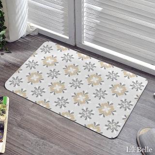 【Great Living 格蕾寢飾】La Belle《賽維亞花磚》抗菌可水洗軟式珪藻土強效吸水地墊(60*39CM)