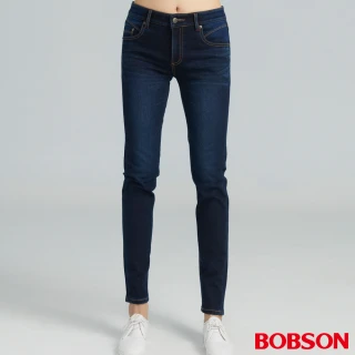 【BOBSON】女款低腰熱感應二貼保暖窄管褲(8181-53)