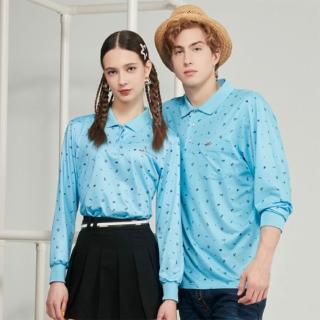 【Londa POLO】四角網眼印花女版長袖POLO衫(P257307水藍)