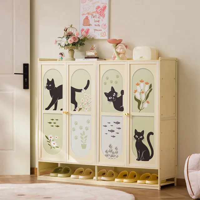 【Quality 聚家】鞋櫃 鞋子收納櫃 防塵櫃 玄關櫃 入戶置物架（四門）(可拆卸隔板/承重強/加高櫃腳)