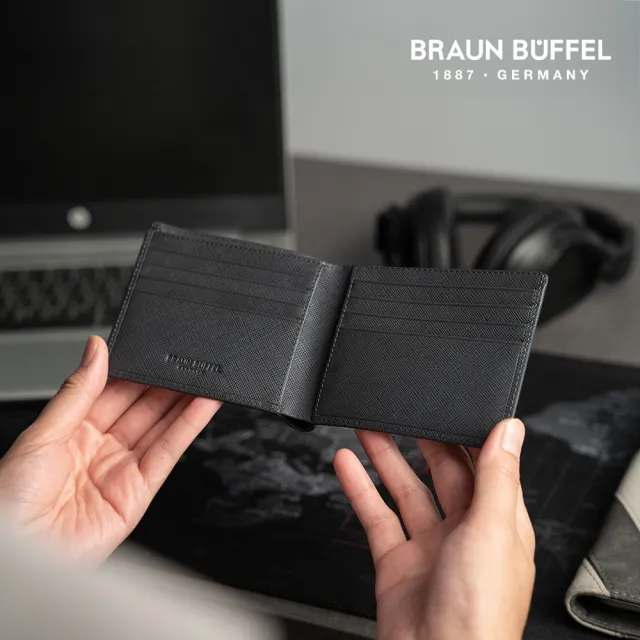 【BRAUN BUFFEL 德國小金牛】專櫃頂級頭層真皮牛皮-質感多卡窗格男夾長夾短夾男女配件皮帶(多款任選)