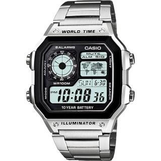 【CASIO 卡西歐】10年電力電子錶-銀 手錶 學生錶 過年禮 生日禮物(AE-1200WHD-1A)