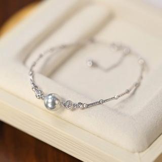【海斯珠寶】疏影系列 18K金 高品質 7.5-8mm 極光 真多麻色 Akoya 海水珍珠 手鍊 炫閃設計 可調節鏈