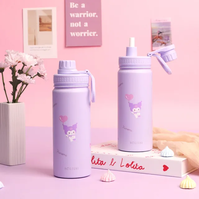 【HOUSUXI 舒希 官方直營】三麗鷗系列-鎖蓋保溫瓶-附吸管-600ml-A3(任選)