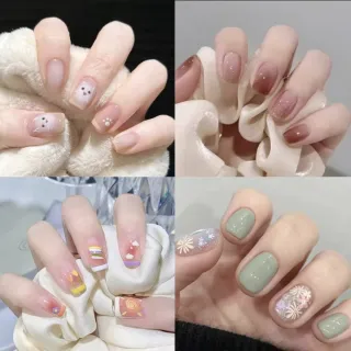 【沐妮雅】手工穿戴甲 碎鑽閃粉美甲果凍水晶穿戴甲(4款/組 6組任選)