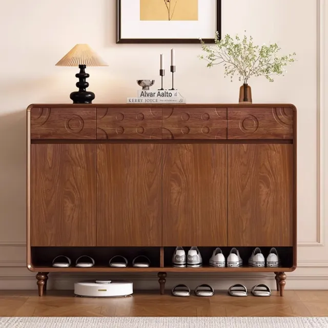 【銘利萊】實木入戶鞋櫃 大容量玄關儲物櫃 簡約現代鞋櫃 陽台收納櫃(ZD660款 全實木 100*39.5*103)