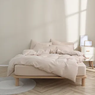 【AnD HOUSE 安庭家居】MIT 200織精梳棉-奶茶色色系-四件式特大床包雙人被套組(多色任選/100%精梳棉/純棉)