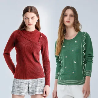 【ILEY 伊蕾】保暖針織上衣-含羊毛/刺繡/排釦/長版(多款任選)