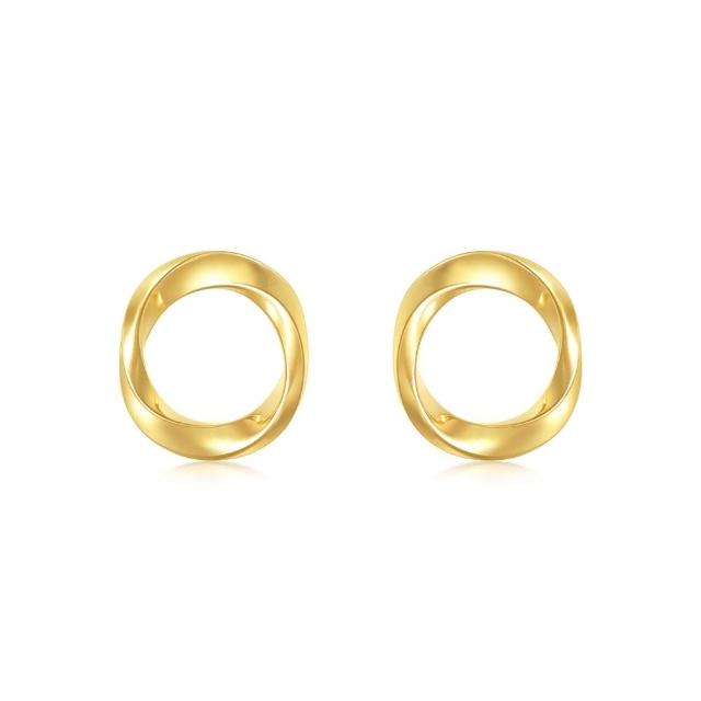 【點睛品】莫比烏斯環 黃金耳環(一對)