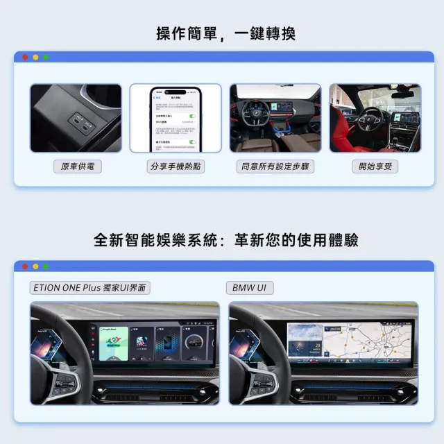 【ETION】ONE Plus BMW & Mini無線carplay車系專用安卓機 高通8+128 CarPlay Ai Box 多媒體影音盒 車機