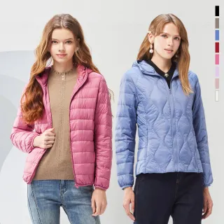 【MYVEGA 麥雪爾】MA保暖連帽銀邊/流線波紋白鴨絨外套-二款任選(日系/羽絨外套/保暖外套/鋪棉外套)