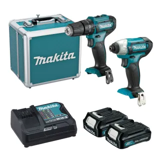 【MAKITA 牧田】12V鋰電震動電鑽+衝擊起子機雙主機超值套裝組(CLX228SAX1)
