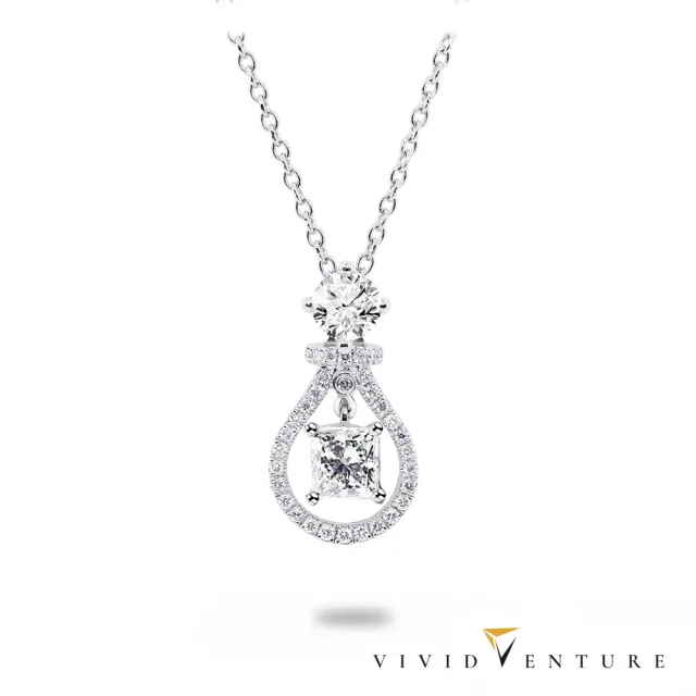 【Vividventure 亞帝芬奇】18K GIA 80分 DVS2 雙主石 天然鑽石 真鑽 項鍊 自信魅力