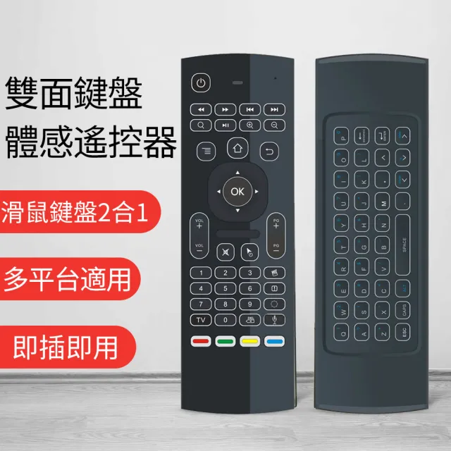 【電視盒必備神器】雙面鍵盤體感遙控器(無線體感遙控鍵鼠 USB遙控器 電視遙控器 易播 夢想盒子 小雲盒子)