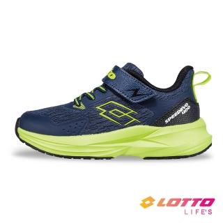 【LOTTO】童鞋 SPEED EVO 400 透氣輕量慢跑鞋(深藍/螢光綠-LT5AKR0196)