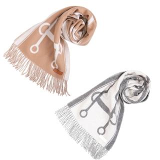 【Hermes 愛馬仕】Casaque Mors 100%喀什米爾雙面圍巾(多款任選)