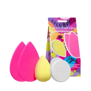【beautyblender】原創美妝蛋-節慶無瑕美肌三件組(暖陽黃美妝蛋*1+吸油粉撲*2+迷你清潔皂 專櫃公司貨)