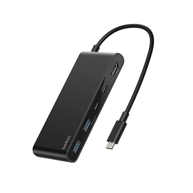 【BELKIN】USB-C 7合1 Hub 集線器5Gbps_2A+2C+1HDMI+1SD+1microSD_100W PD_4K(AVC023fqBK)