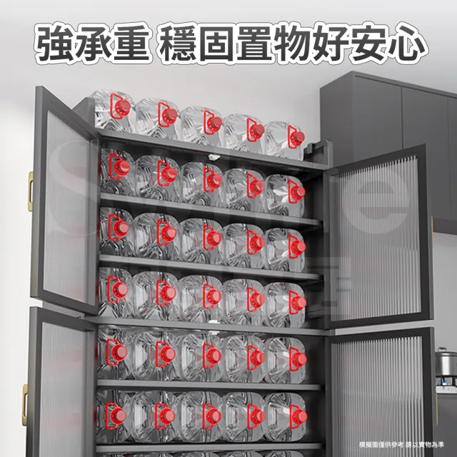 【靚白家居】全碳鋼 七層收納餐櫥櫃 S586 100CM(餐櫃 餐廚櫃 電器櫃 置物架 廚房電器架 中島櫃)